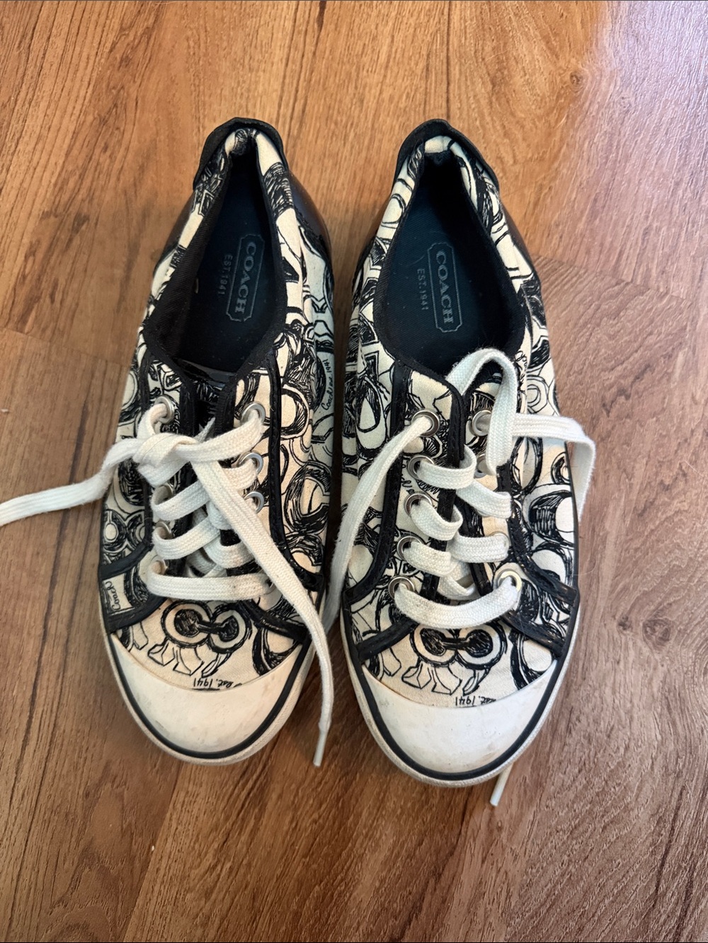 Coach Black & White Signature Logo Lace-Up Sneakers